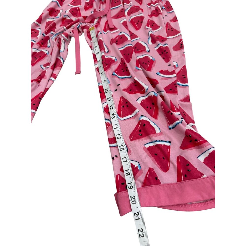 Munki Munki Size M Watermelon Pajama Set Shirt & Capri Pant Pink Lounge Summer - Picture 9 of 11